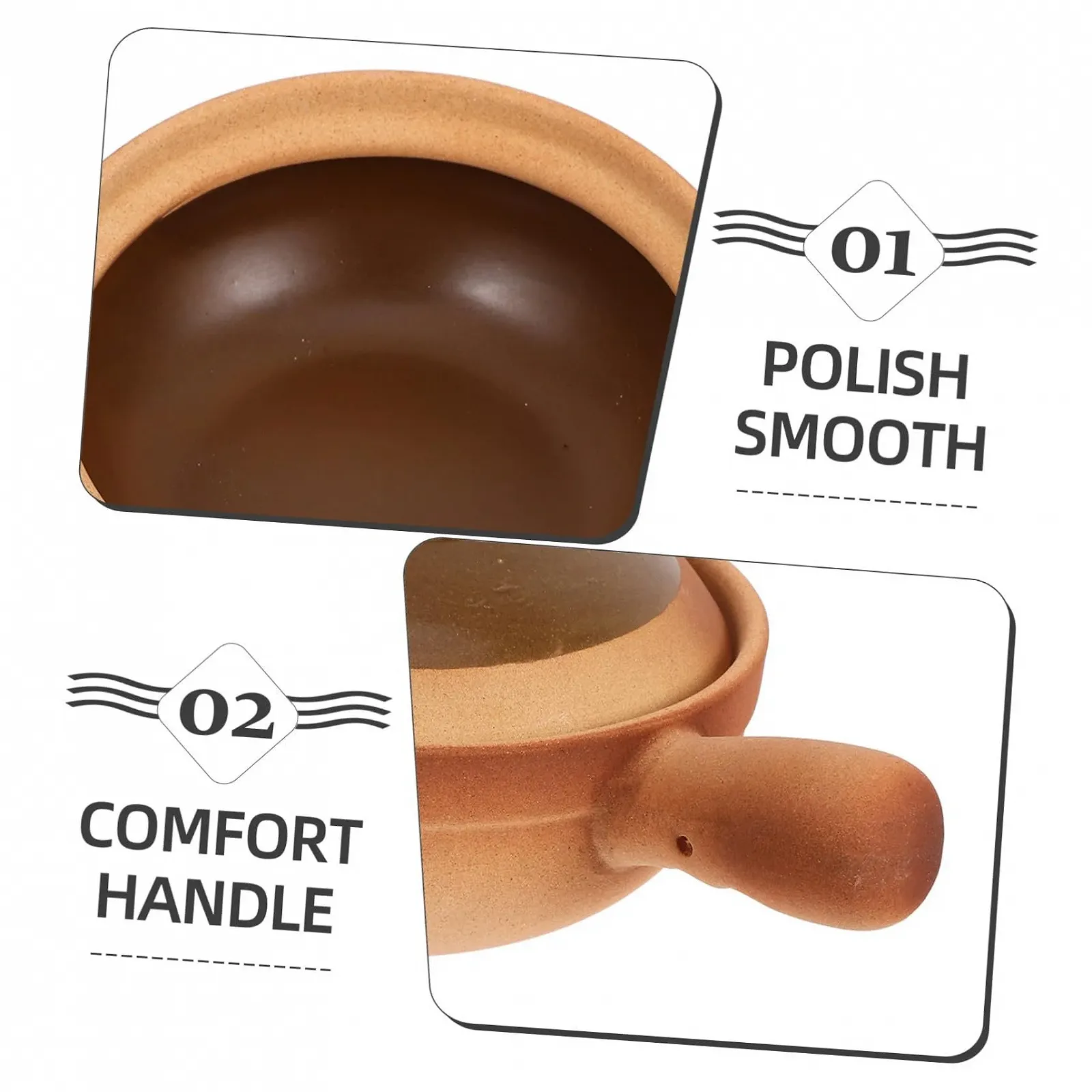 Кастрюля TOYANDONA глиняная с ручкой терракотовая для супа и каши, фото №9