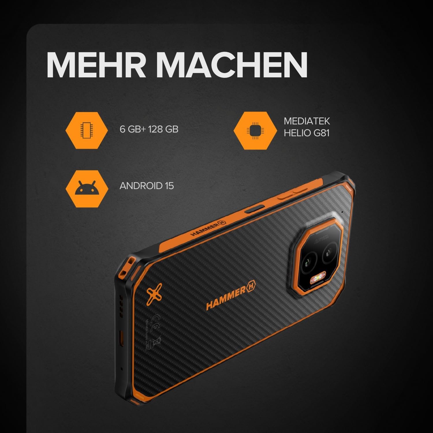 Смартфон Hammer Energy X2 4G 6GB/128GB 6.1" IP69 5000mAh Black/Orange, фото №8