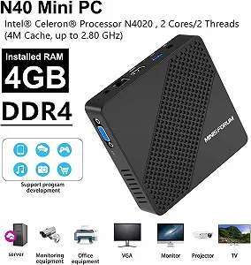 Міні ПК MINIS FORUM N40 / Intel Celeron N4020 / RAM 4GB / eMMC 64GB / HDMI / LAN / Wi-Fi 5 / Bluetooth 4.2 / Windows 11 / Чорний synthetic.ua - Фото 1