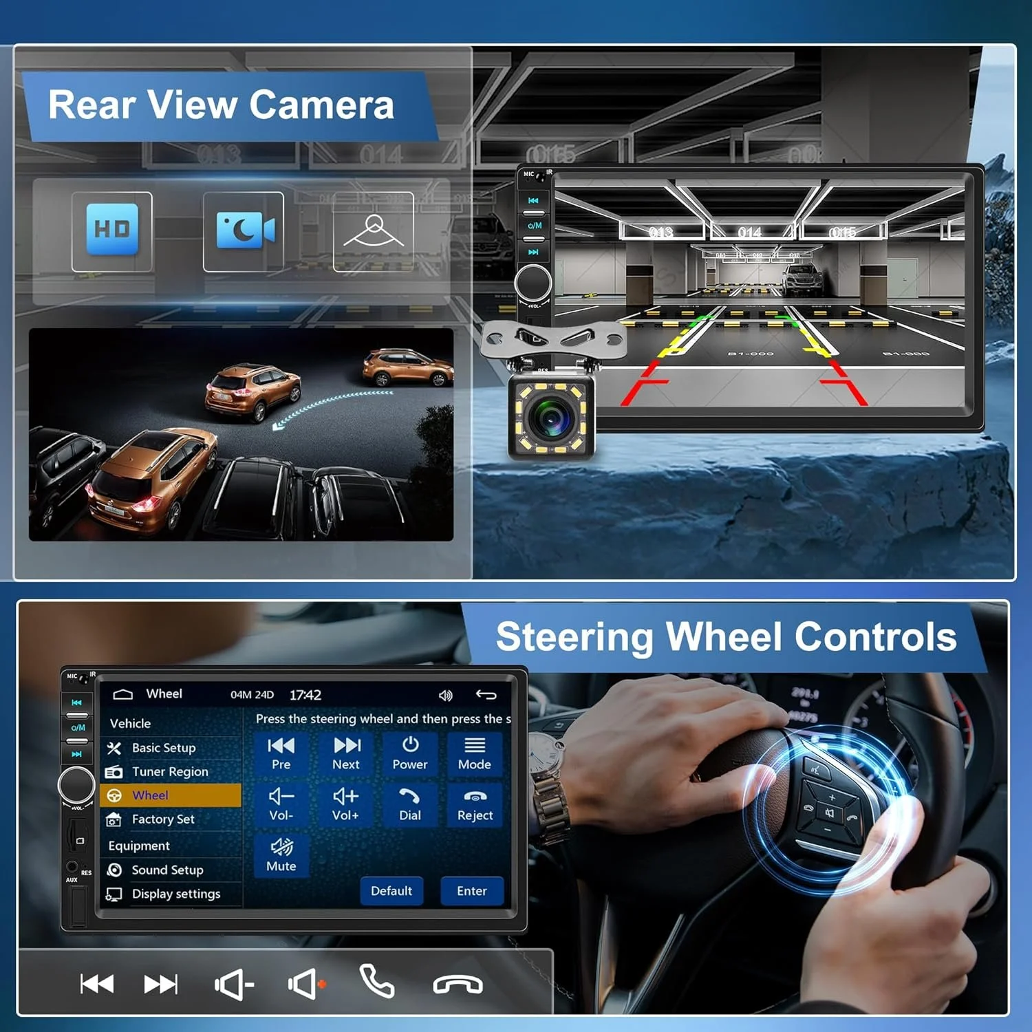 Автомагнітола Rimoody 7018B / 7" / Сенсорна / Apple CarPlay / Android Auto / Bluetooth / WI-FI / GPS / USB / AUX / SD slot / 2DIN, фото №6 Автомагнітола Rimoody 7018B / 7" / Сенсорна / Apple CarPlay / Android Auto / Bluetooth / WI-FI / GPS / USB / AUX / SD slot / 2DIN, фото №6