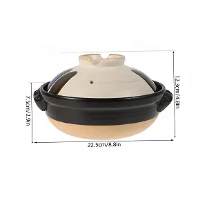 Кастрюля-жаровня IMIKEYA японская керамическая с крышкой термостойкая узкая synthetic.ua - Фото 1