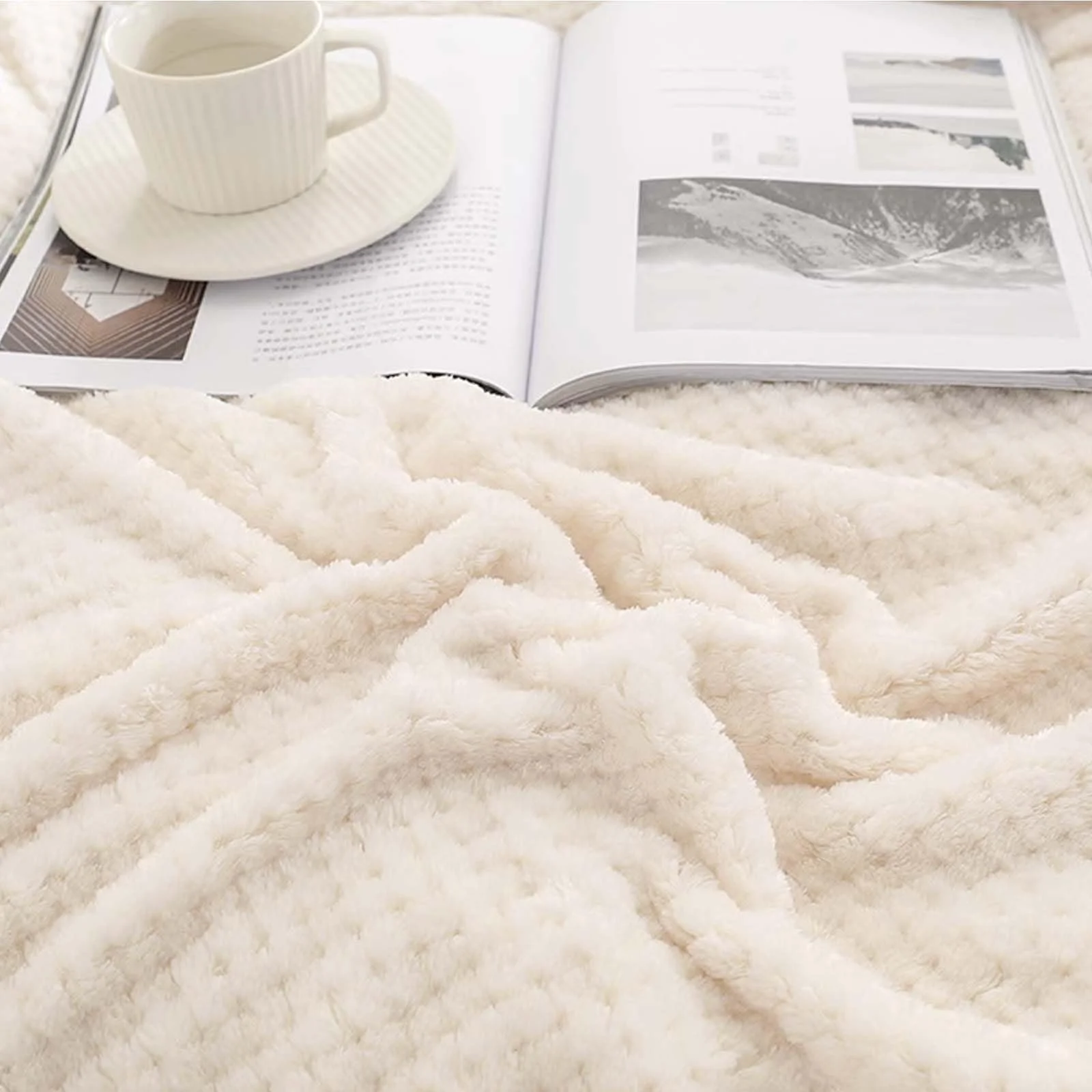 Одеяло для дивана Фланелевое Бежевый, 150 x 200 см, фото №3