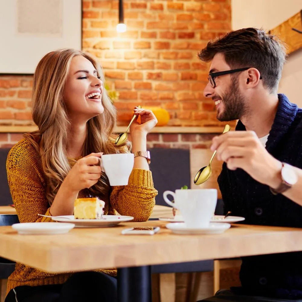 Ложка для кави з нержавіючої сталі, 13.6 см, золота, набір 12 штук, фото №6