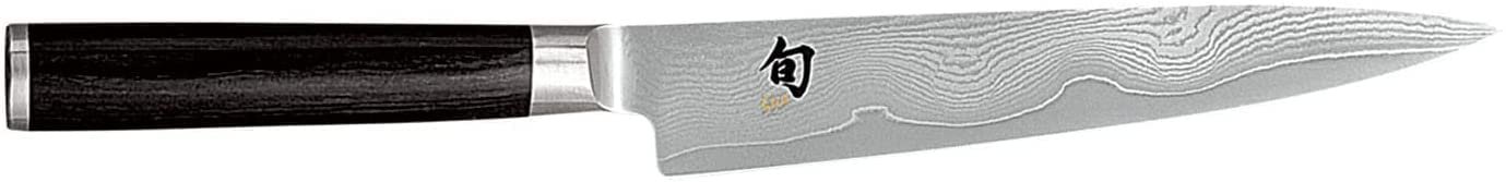 Набір ножів Kai Shun Classic DM-0700: ніж для очищення овочів DM-0701, універсальний ніж + DM-0702 Santoku + DM-0705 хлібний ніж + дошка з дуба 40 x 25 см, фото №4