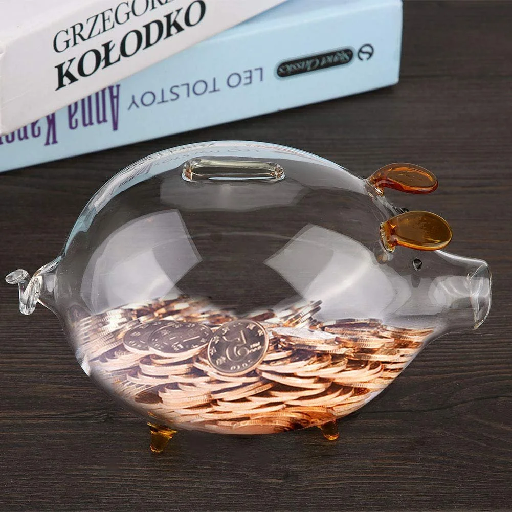 Скарбничка Lavishness скляна форма свинки Прозора, фото №8