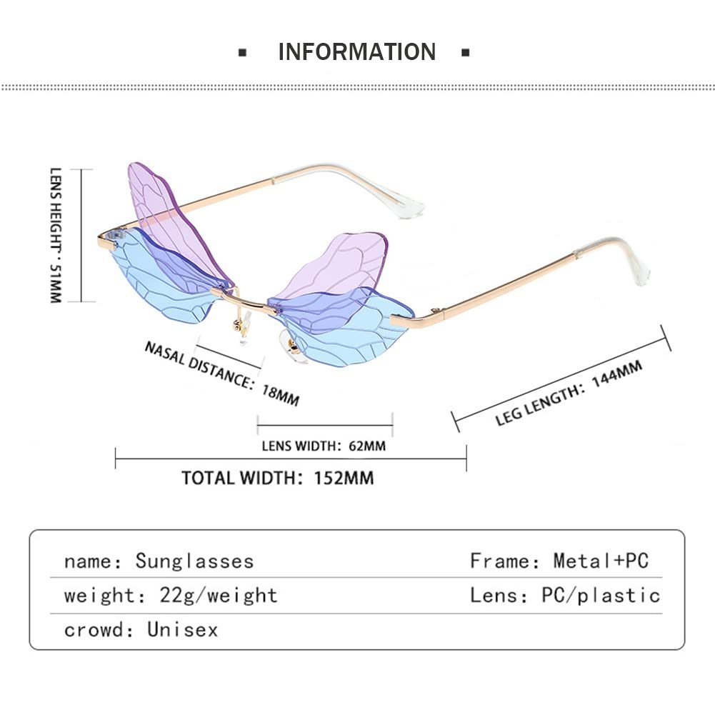 Без оправи RUNHUIS Cонцезахисні окуляри Dragonfly Вінтаж Ретро, фото №3