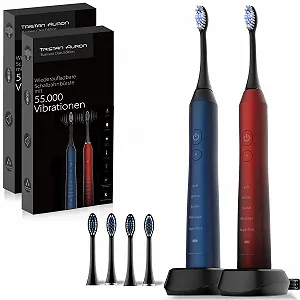 Звукова зубна щітка Tristan Auron Double Pack 55 000 VPM 5 режимів IPX7 Червона/Синя - Фото 1