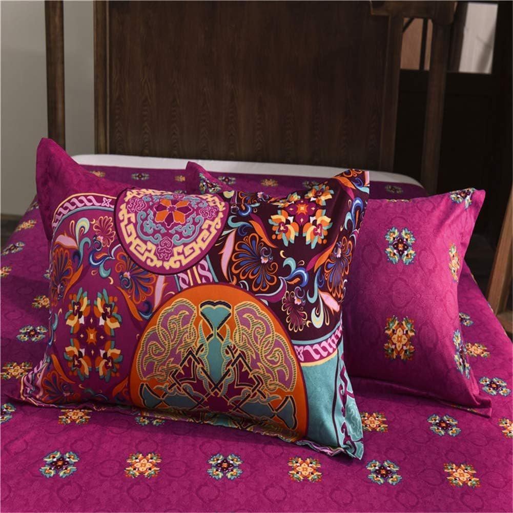Постельное белье Freyamy Богемный Винтаж Boho Индийский Mandala 135 x 200 см Фуксия Бирюзовый Разноцветный (наволочка 80 x 80 см), фото №5