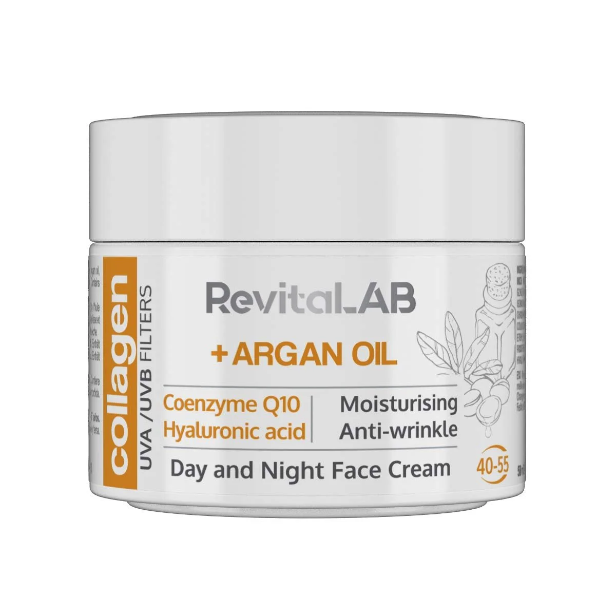 Крем дневной и ночной RevitaLAB Anti-Ageing с коллагеном, гиалуроновой кислотой, Q10 и аргановым маслом 50 мл, фото №1 Крем дневной и ночной RevitaLAB Anti-Ageing с коллагеном, гиалуроновой кислотой, Q10 и аргановым маслом 50 мл, фото №1