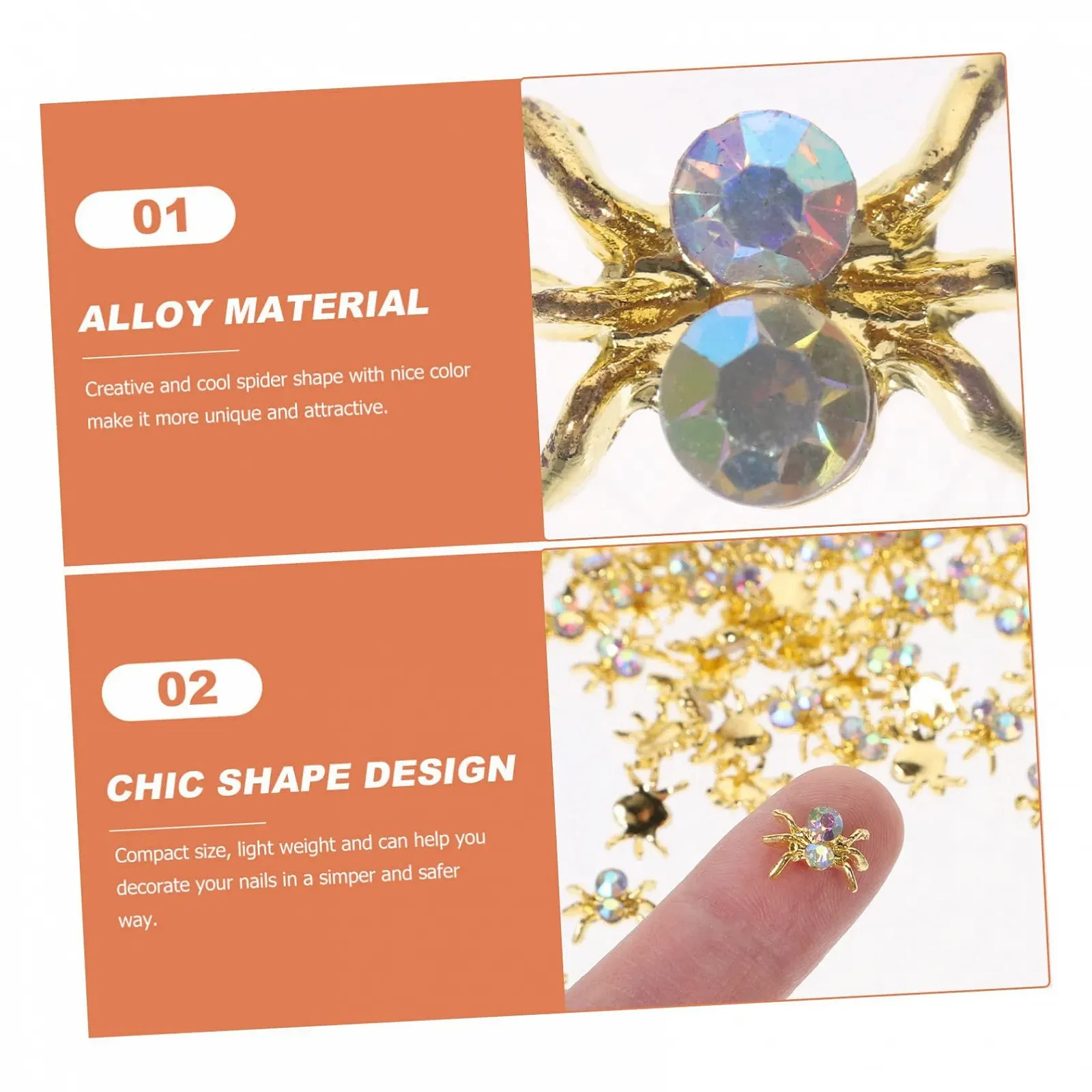 Прикраси для нігтів Павук Healvian 300 шт. Кристал, фото №8