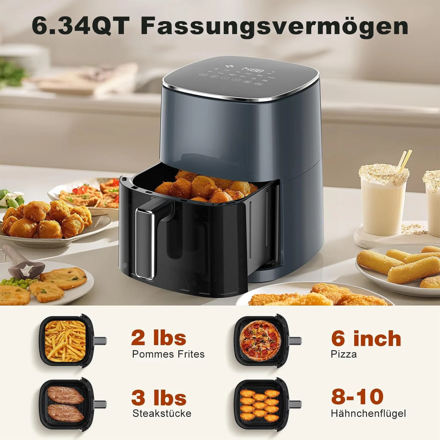 Мультипіч DUMOS 6QT з вікном 12-в-1 400°F Rapid Air Crispy Technology для запікання та дегідратації, фото №2 Мультипіч DUMOS 6QT з вікном 12-в-1 400°F Rapid Air Crispy Technology для запікання та дегідратації, фото №2