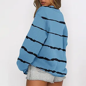 Женская повседневная полосатая кофта synthetic.ua - Фото 1