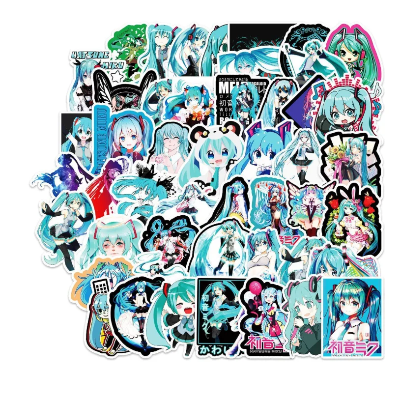 Стикеры Хатсуне Мику Хацунэ Hatsune Miku стикерпак наклейки набор наклейок 50 шт, фото №2