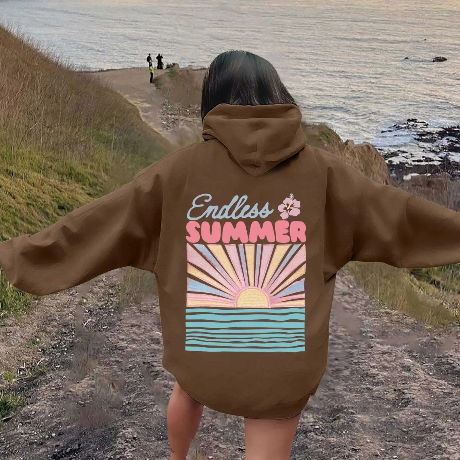 2025 - Милые однотонные худи для женщин, девочек-подростков, эстетичная флисовая однотонная толстовка, пуловер с длинными рукавами, базовый топ, женская толстовка с капюшоном, фото №3