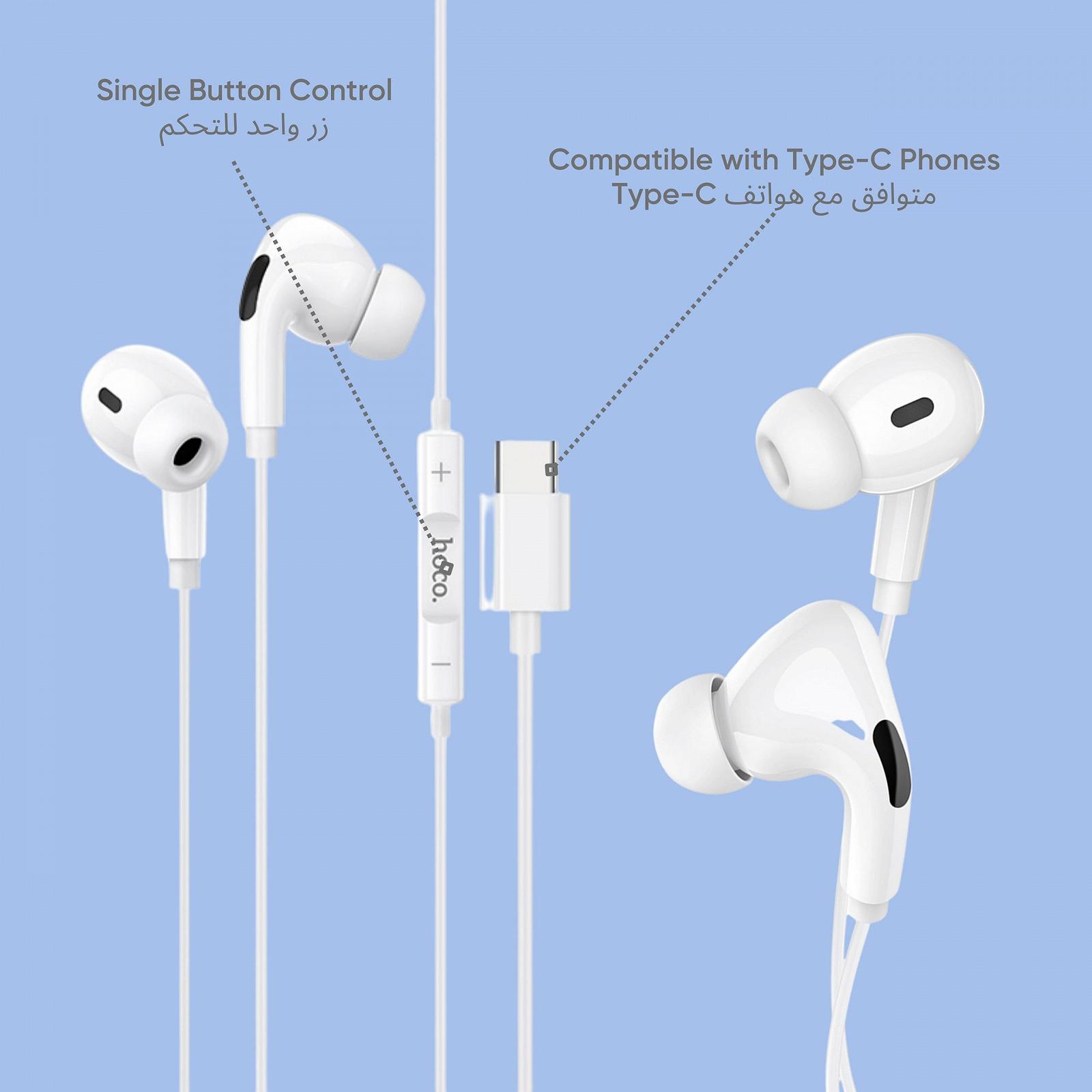 Наушники вакуумные Hoco M83 Type-C белые с функцией DAC, фото №4