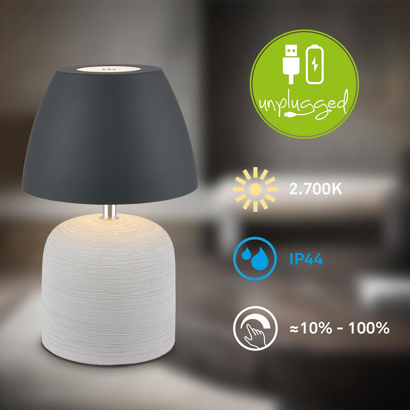 Настольная лампа BRILONER LED аккумуляторная IP44 керамическая 13.5х22 см Серо-антрацитовая, фото №2