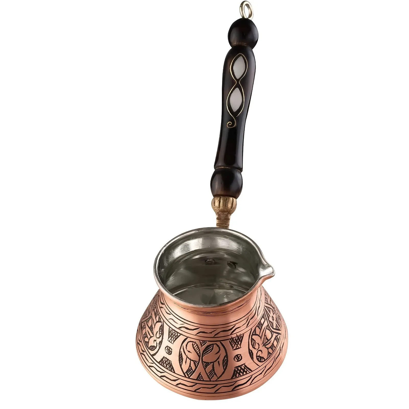 Турка мідна для приготування кави по-турецьки, грецьки, арабськи BCS з дерев'яною ручкою (на 4 порції), фото №8