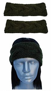 Повязка на голову Вязаная Женская WST02 Узор Косы Зеленый synthetic.ua - Фото 1