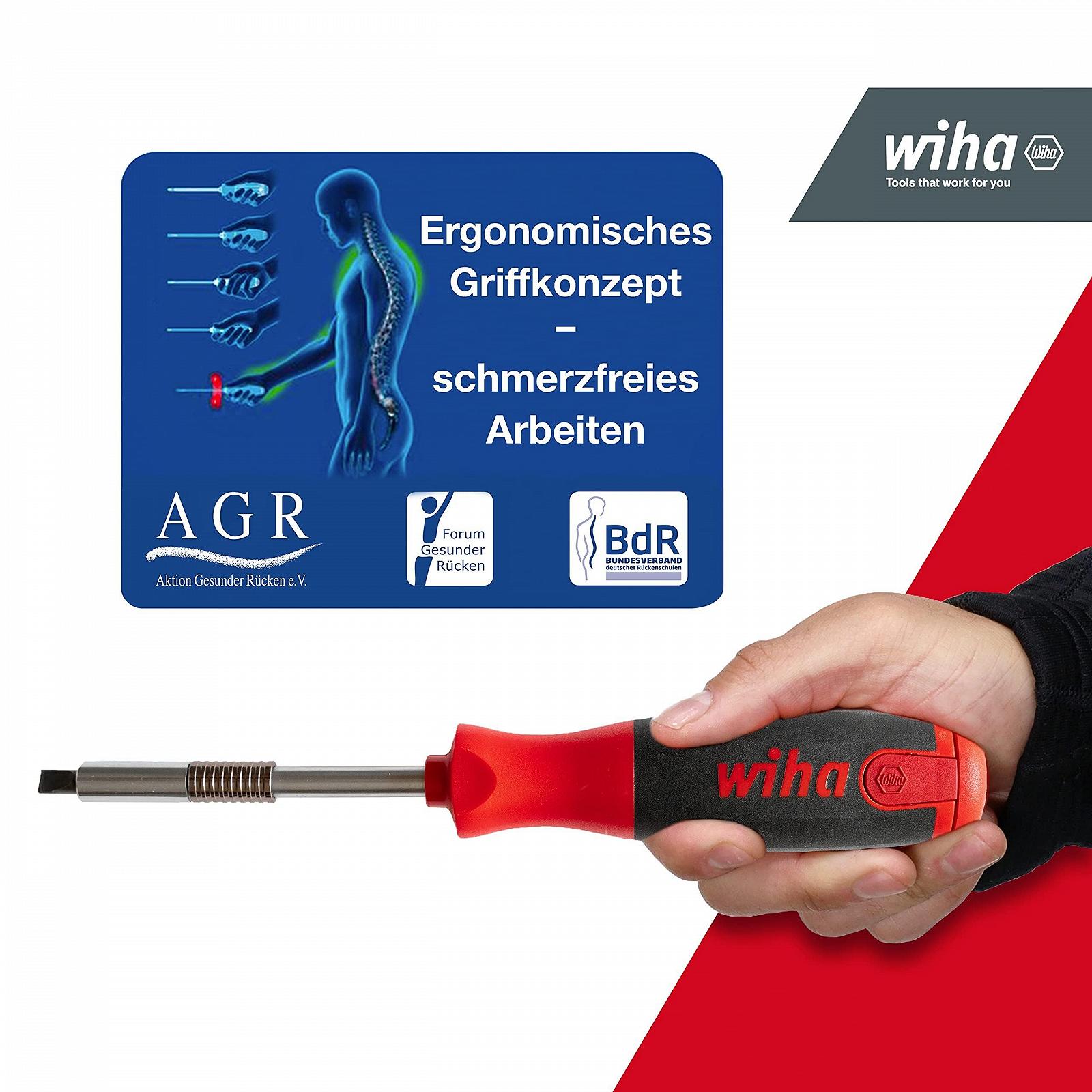 Викрутка Wiha LiftUp 26one® 13 шт з подвійним набором бітів у рукоятці PH PZ Slotted Torx (43895) з відкривачкою SoftFinish® Tool Handle, фото №4