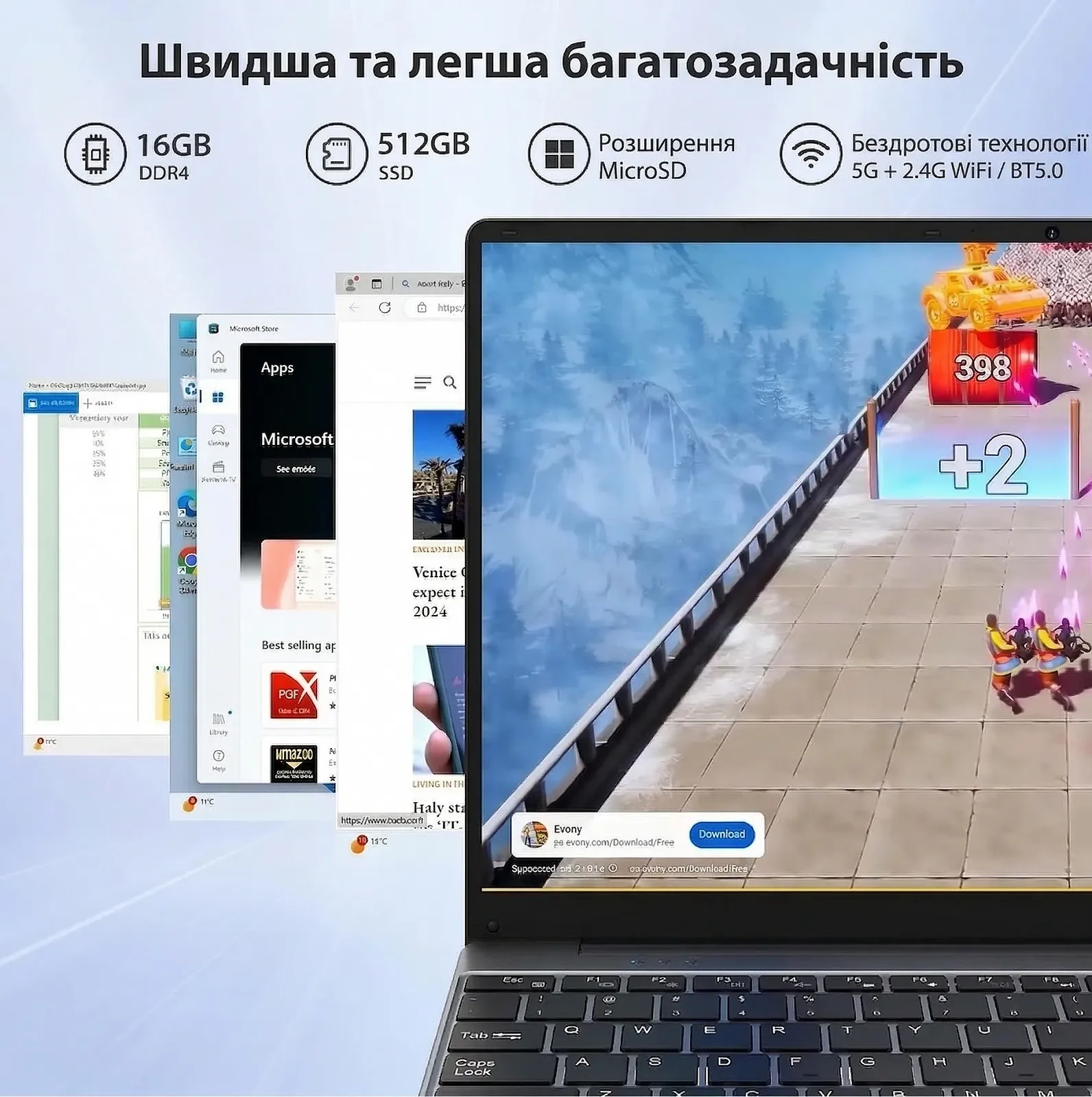 Ноутбук 15.6" MAXLEGEN MAX15P Intel N95 RAM 16GB SSD 512GB Windows 11  (UKR), фото №2