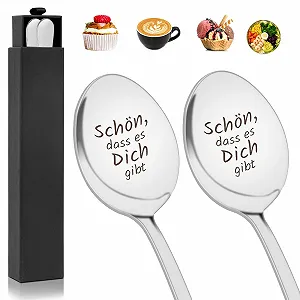 Набір з 2 кавових ложок з гравіюванням Sch You00f6n, Dass Es Dich Gibt - Фото 1