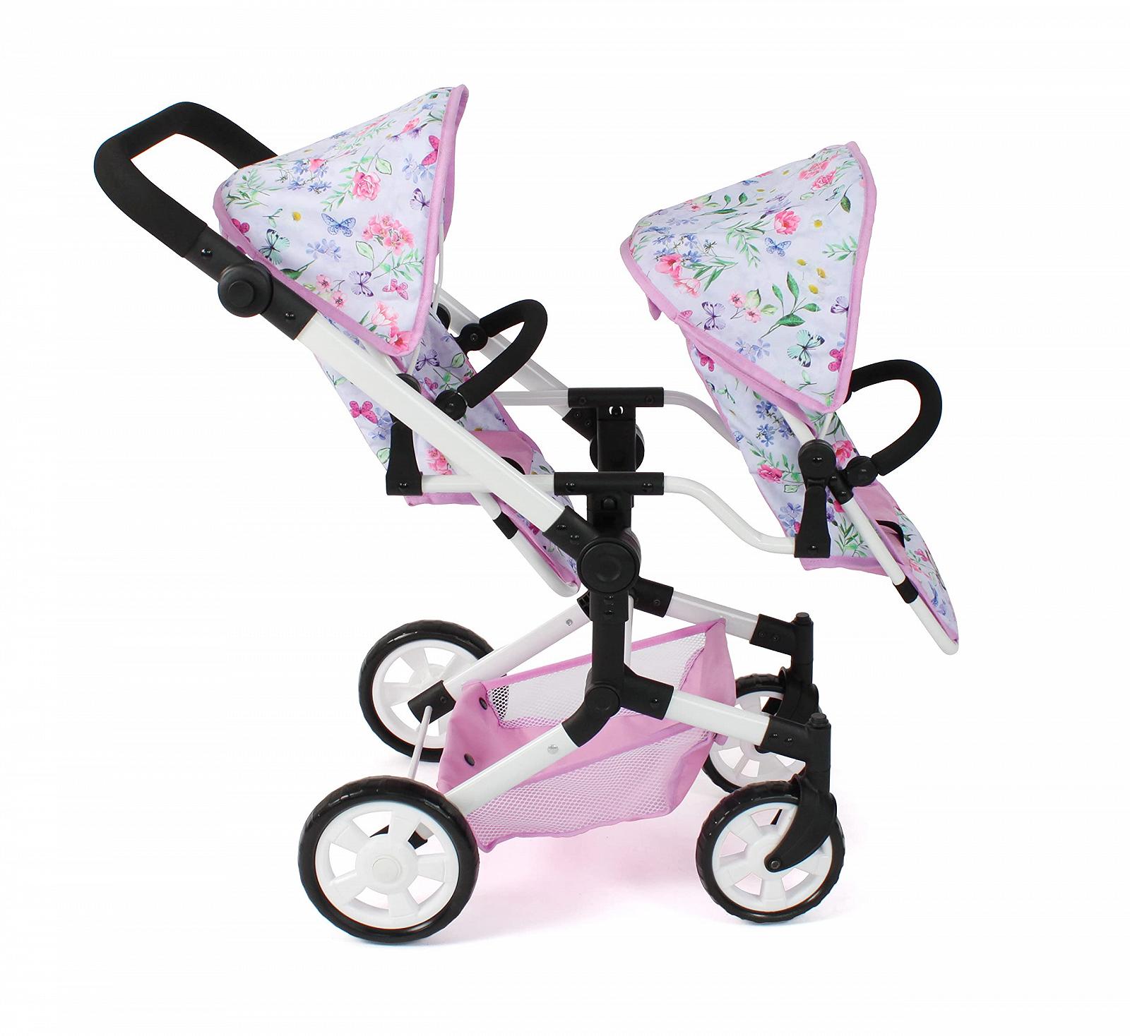 Коляска Bayer Chic 2000 Linus Duo Кукольная для двойняшек для детей от 4 до 8 лет Flowers розовый, фото №6