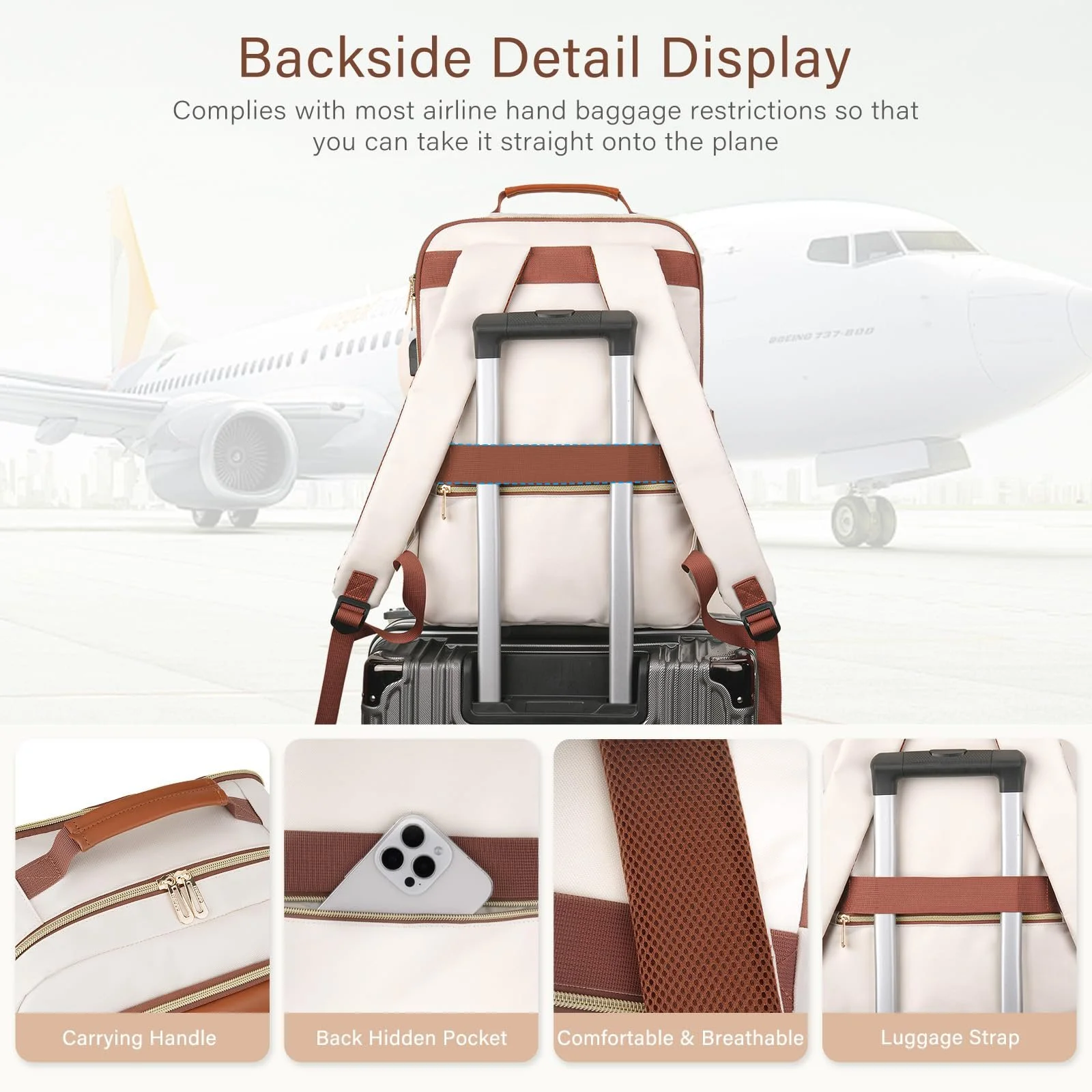 Рюкзак для ноутбука MOSISO 15.6" USB Бежевий, фото №5 Рюкзак для ноутбука MOSISO 15.6" USB Бежевий, фото №5