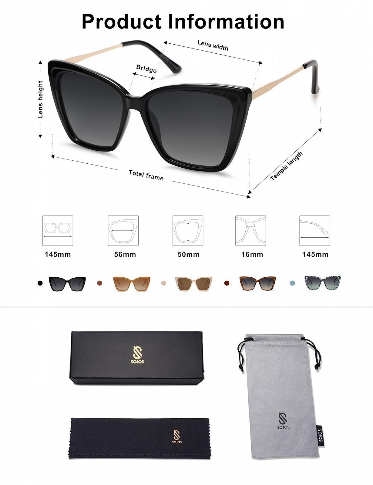 Сонцезахисні окуляри Cateye SOJOS SJ2206 Жіночі Ретро Вінтаж Модні Котяче око Поляризовані, фото №5