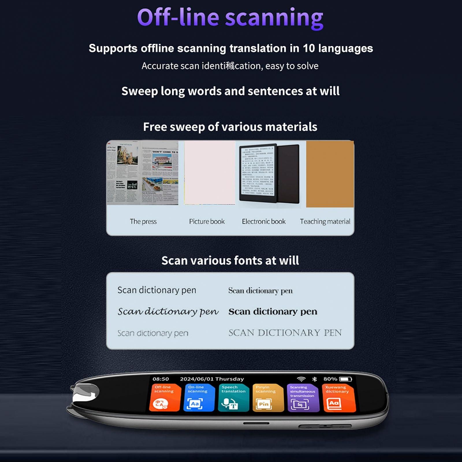 Ручка-сканер 3,7-дюймовий сенсорний екран Підтримує 142 мови, Перекладацька, фото №4