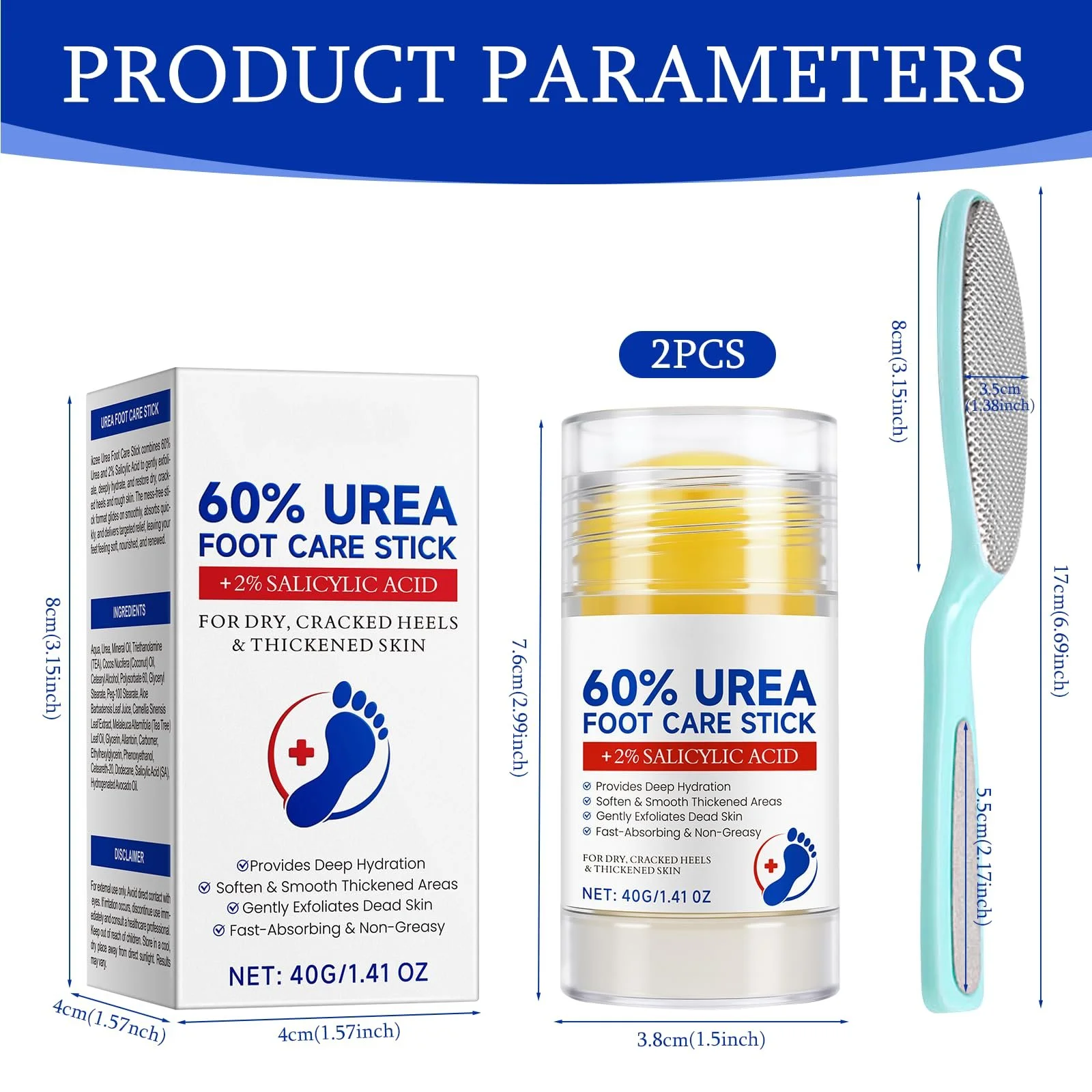 Крем для ног для очень сухой кожи с 60% мочевины 2 х 40 г и терка для стоп, фото №7