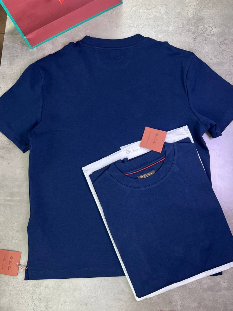 Футболка Loro Piana classic dark синя f664, фото №7
