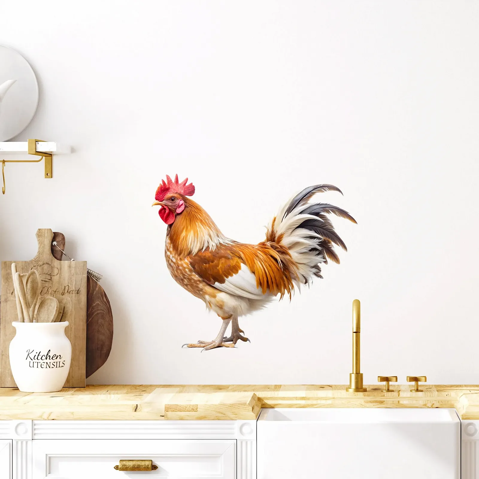 Наклейка на стену GRAZDesign Rooster Chickens 65 x 57 см разноцветный, фото №3