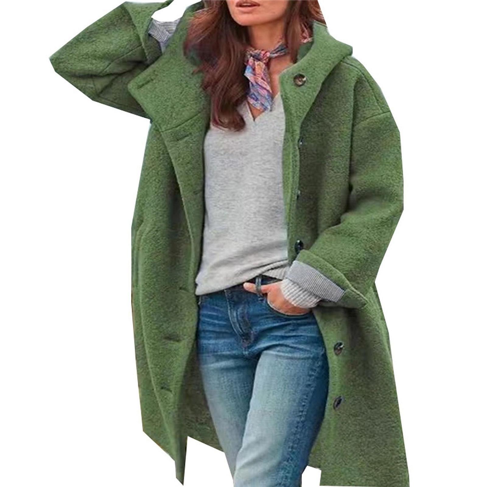 Жіноча Куртка Однотонна Ретро Комір Поло Кишені Довгий Рукав Середня Довжина, фото №1 Жіноча Куртка Однотонна Ретро Комір Поло Кишені Довгий Рукав Середня Довжина, фото №1