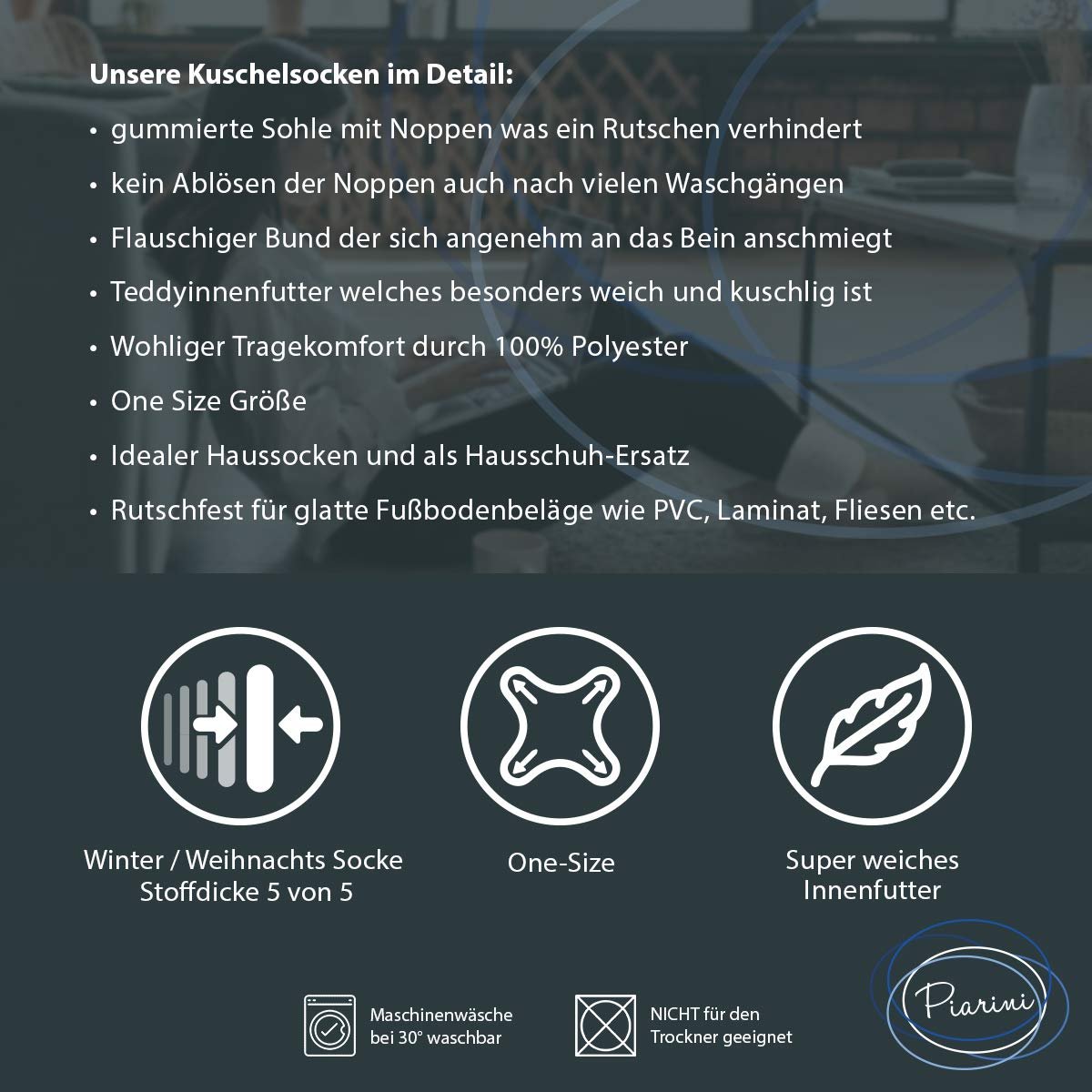 1 пара уютных носков с ABS подошвой Теплые женские носки Зимние носки с нескользящими пупырышками Толстые домашние носки, фото №6