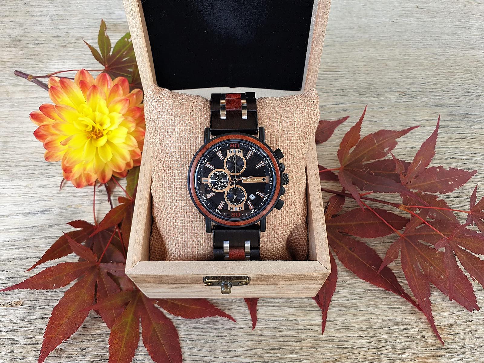 Годинник HOLZZEUG Specialist Чоловічий З деревини Інкрустований З дерев'яною подарунковою коробкою Падук Браслет, фото №6 Годинник HOLZZEUG Specialist Чоловічий З деревини Інкрустований З дерев'яною подарунковою коробкою Падук Браслет, фото №6