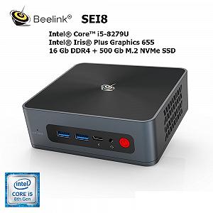 Міні ПК Beelink SEI8 / Intel Core i5-8279U / RAM 16GB / SSD 512GB / Intel Iris Plus Graphics 655 / 2 x HDMI / LAN /  Wi-Fi 5 / Bluetooth 4.2 / Windows 11 / Сірий synthetic.ua - Фото 1