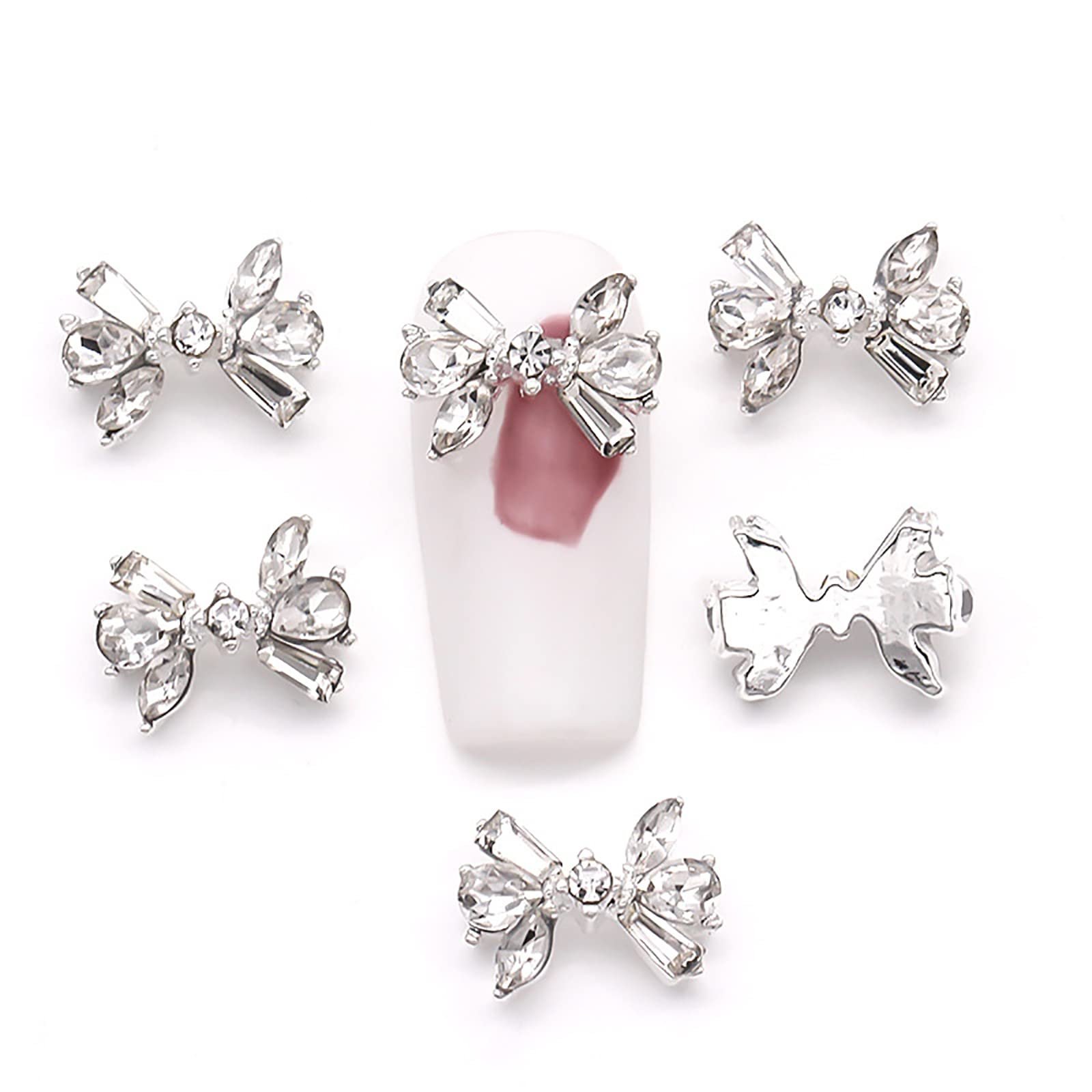 Стразы Бабочка-Бантик Серебристый, 10 шт, фото №1