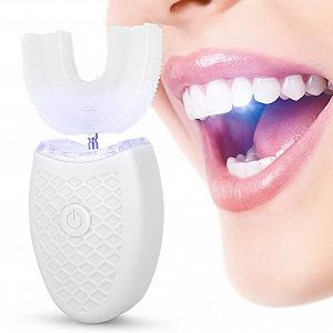 Електрична зубна щітка U-подібна автоматична з відбілюванням синім світлом біла - Фото 1