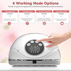 Молокоотсос Focenat, электрический, hands-free, двойной, 4 режима, 12 уровней всасывания, защита от переполнения, с пылезащитным чехлом synthetic.ua - Фото 1