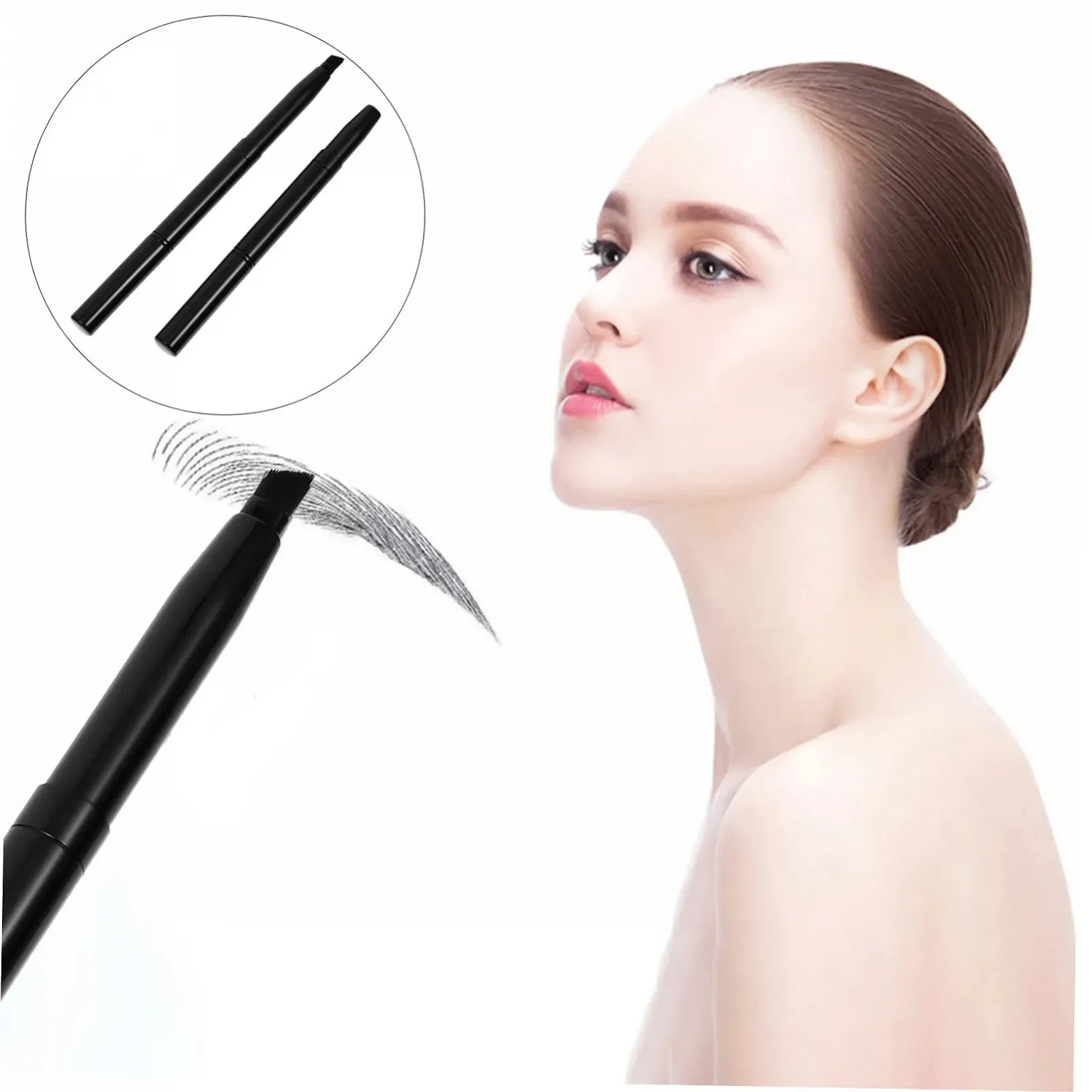 Пензлі для брів висувний DOITOOL Міні Пензлі для макіяжу кутовий скошений 2 шт, фото №7