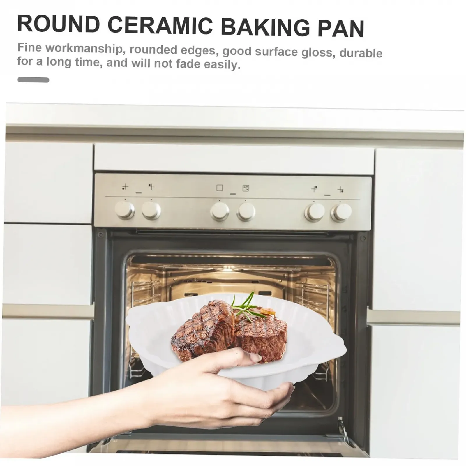 Форма для запекания TOYANDONA керамическая с двойными ручками термостойкая Круглая, фото №6