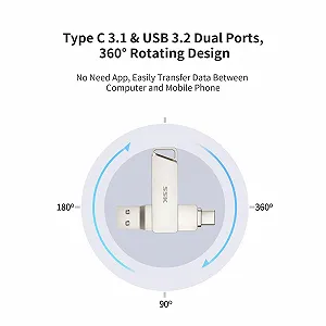 Флеш-накопичувач SSK 128GB USB C USB 3.2 Dual Drive 200MB/s synthetic.ua - Фото 1