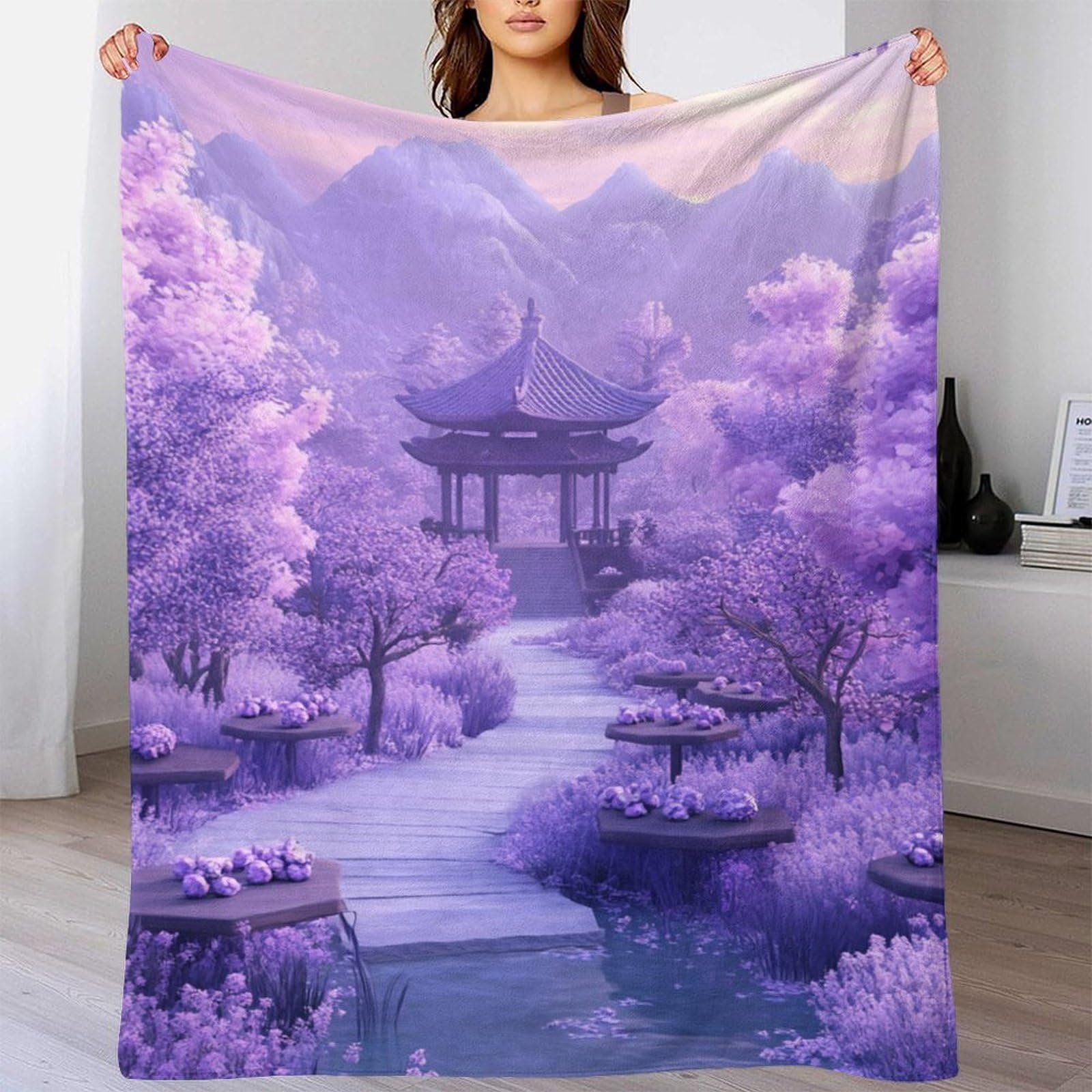 Покривало Мікрофібра М'який Пурпурне Квіткове Поле 100 x 130 см, фото №3 Покривало Мікрофібра М'який Пурпурне Квіткове Поле 100 x 130 см, фото №3