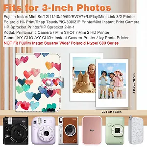 Міні Фотоальбом Fintie для фотографій 5 x 7,6 см, 52 кишені, Raining Hearts synthetic.ua - Фото 1
