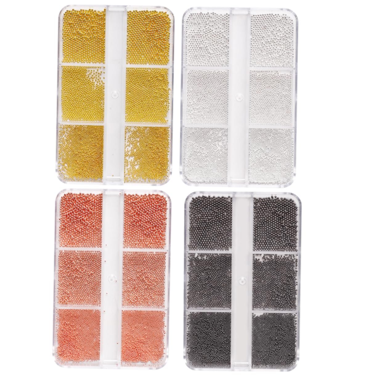 Ікра для нігтів Кульки зі сталі 4 коробки Мікс 3d Круглі, фото №1