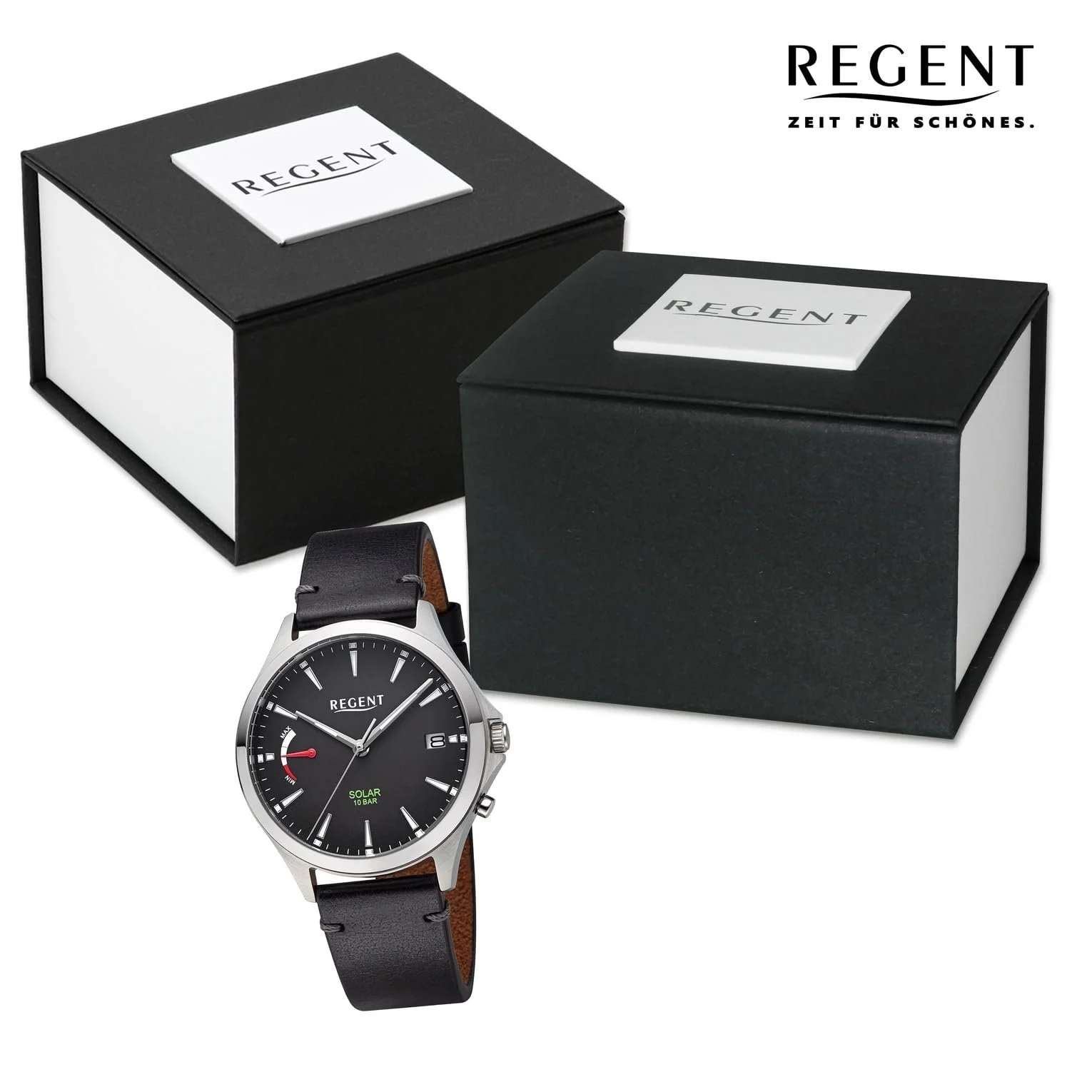 Чоловічий годинник Regent Solar Ремінець шкіряний 41 мм Кварцовий Аналоговий Чорний F-1550, фото №4 Чоловічий годинник Regent Solar Ремінець шкіряний 41 мм Кварцовий Аналоговий Чорний F-1550, фото №4