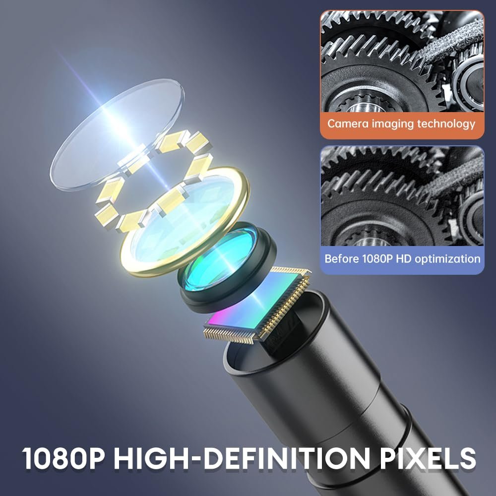 Промышленный эндоскоп Bouncy Dual Lens 1080P с 4-дюймовым LCD-экраном, IP67 водонепроницаемая змеиная камера, фото №5
