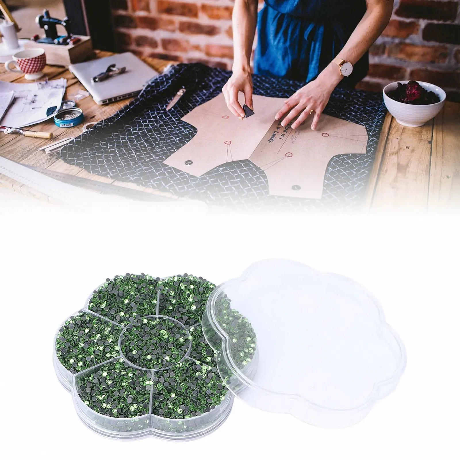 Стрази Термоклейкі прикраси 14400 шт., блискучі прозорі скляні для одягу та взуття, світло-зелений S601, фото №7