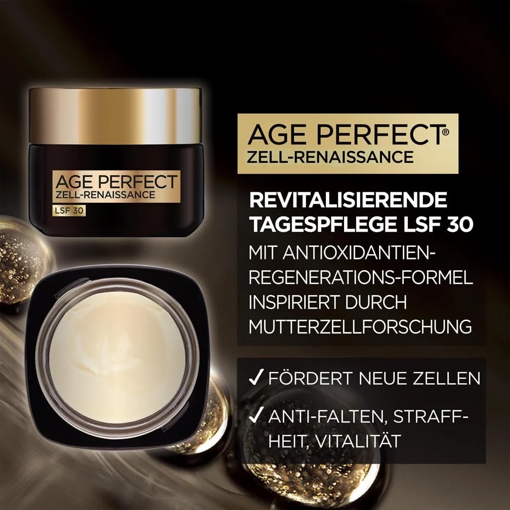 Денний крем L'Oréal Paris Age Perfect Cell Renaissance SPF 30 для сяйва шкіри 50 мл, фото №2 Денний крем L'Oréal Paris Age Perfect Cell Renaissance SPF 30 для сяйва шкіри 50 мл, фото №2