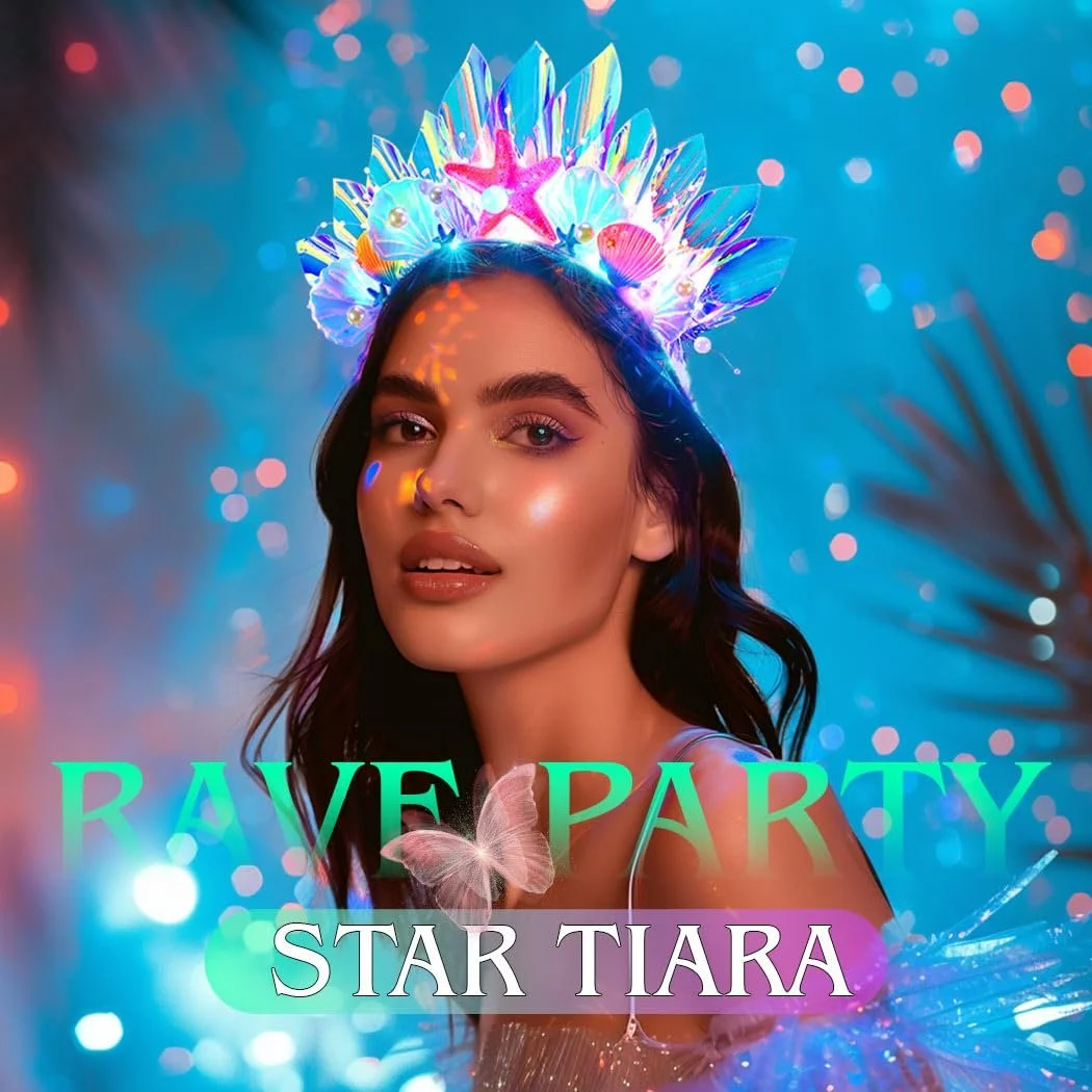 Світлодіодна Обруч на Голову з Мушлею та Морською Зіркою, фото №7